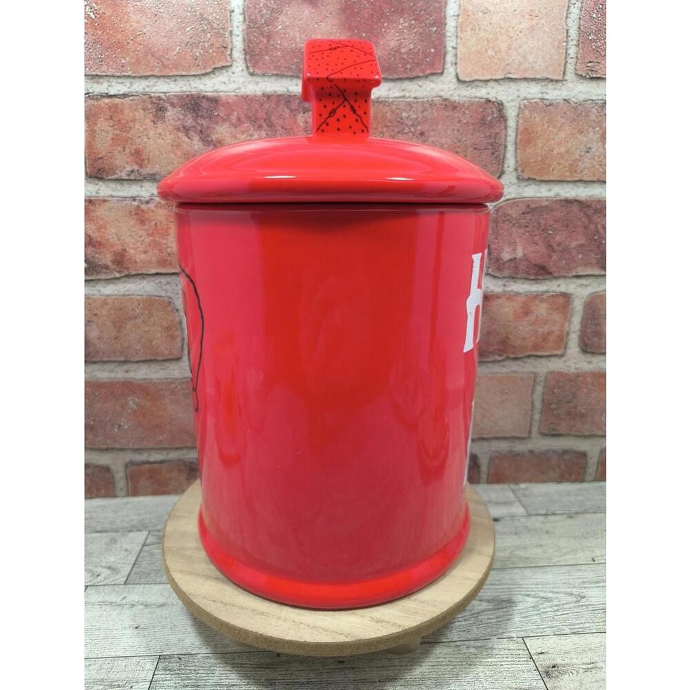 BioWorld Snoopy Woodstock Red Christmas Cookie Jar Canister Doghouse Handle New - Picture 7 of 10